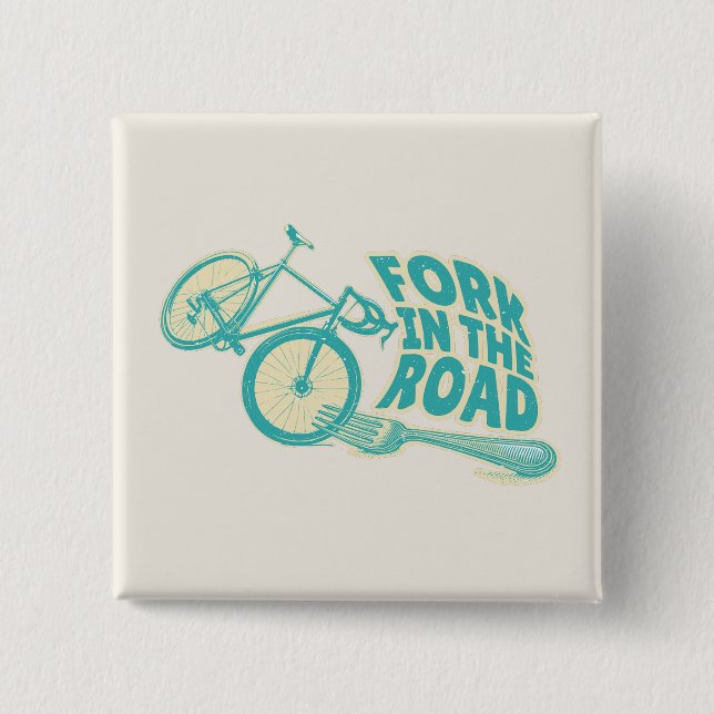 Gabel in der Straße Funny Fahrrad Button (Vorderseite)