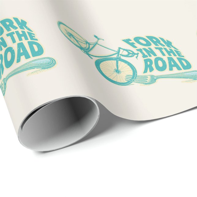 Gabel in der Straße Funny Fahrrad Geschenkpapier (Rolleneckpunkt)