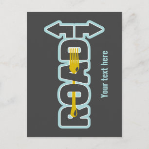 Gabel in der Straße typografische Kunst Postkarte