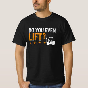 Gabelstapler-Betreiber heben sogar den Treiber auf T-Shirt