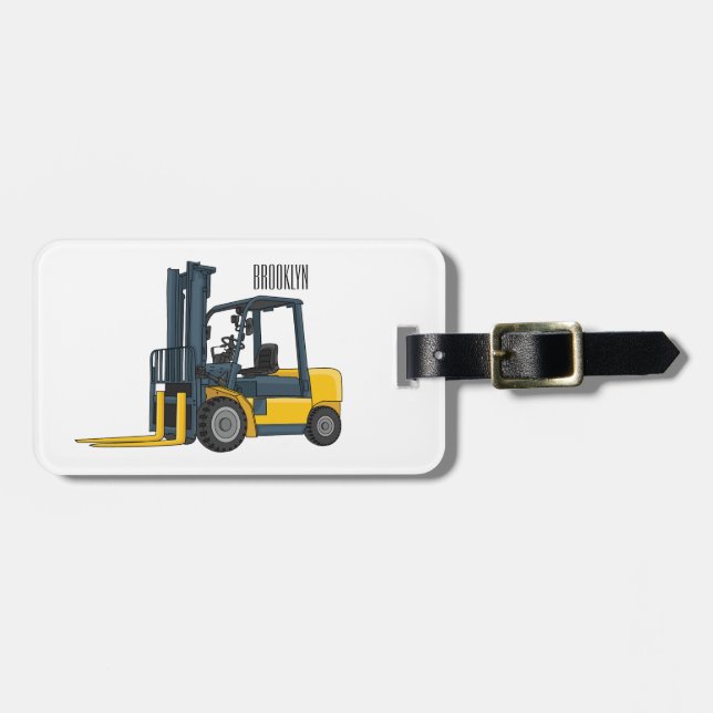 Gabelstapler-Cartoon Gepäckanhänger (Vorderseite horizontal)
