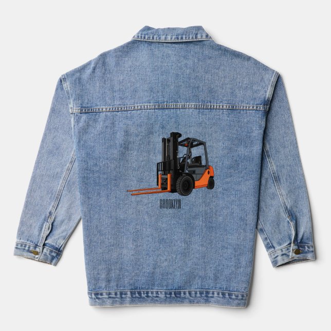Gabelstapler-Cartoon Jeansjacke (Rückseite)