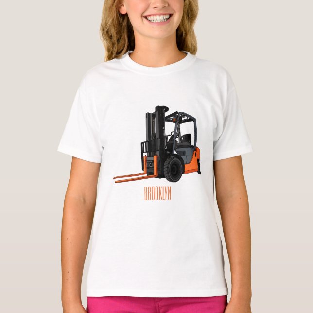 Gabelstapler-Cartoon T-Shirt (Vorderseite)