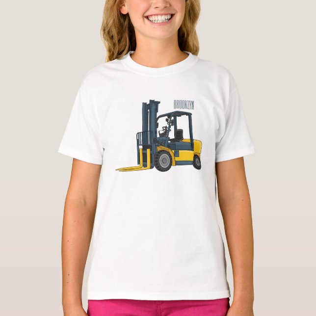 Gabelstapler-Cartoon T-Shirt (Vorderseite)