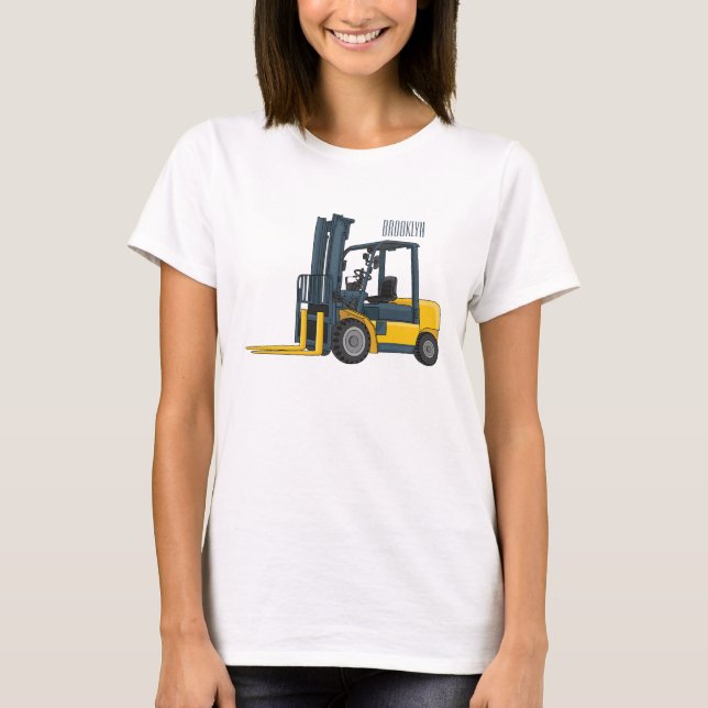 Gabelstapler-Cartoon T-Shirt (Vorderseite)
