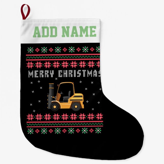 Gabelstapler Ugly Christmas Sweater Großer Weihnachtsstrumpf (Vorderseite)