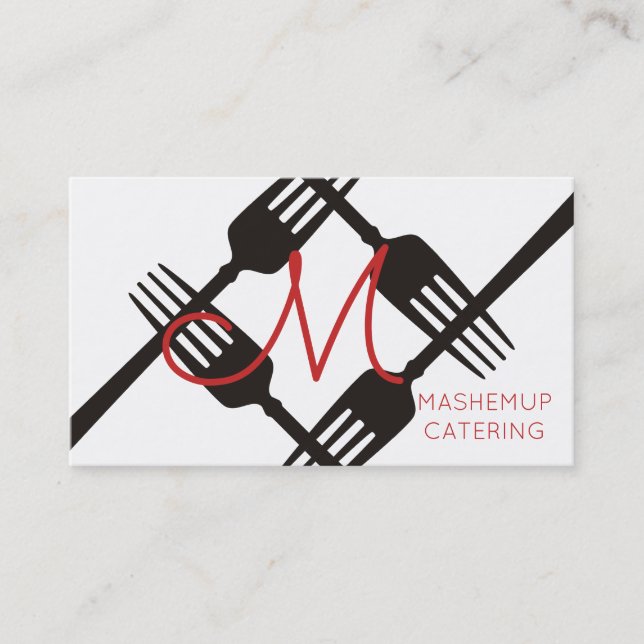 Gabelt Monogramm-Kochs-Catering-Geschäftskarte Visitenkarte (Vorderseite)