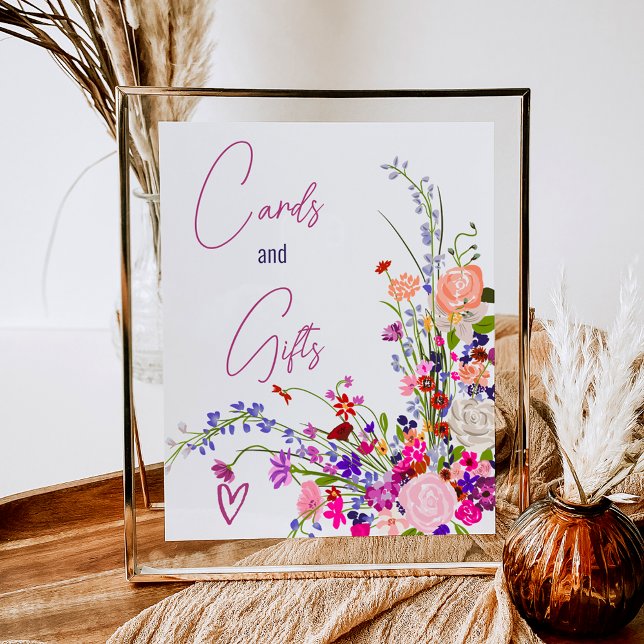 Gaben von Brautparty für freigegebene Blume Poster (Wild flowers script cards gifts bridal shower poster)