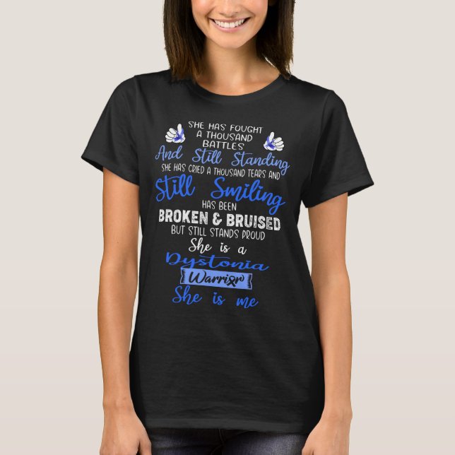 Gaben zur Unterstützung von Dystonia Awareness Rib T-Shirt (Vorderseite)