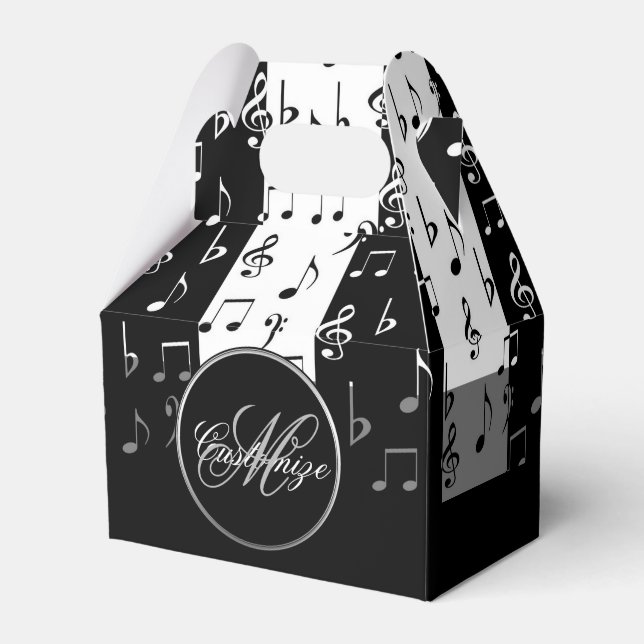 Gable Box für Schwarz-Weiß-Streifen in Monogramm Geschenkschachtel (Vorderseite)