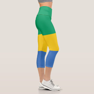 Gabon Flag Capri Leggings