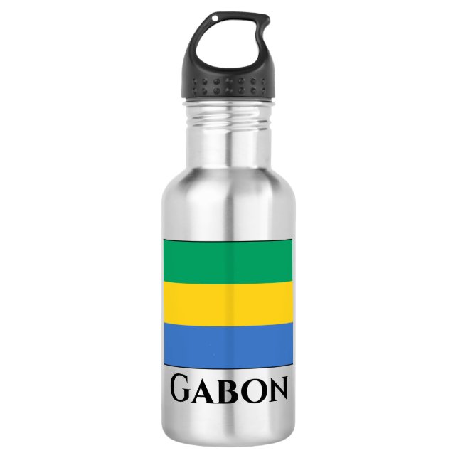Gabon Flag Edelstahlflasche (Vorderseite)