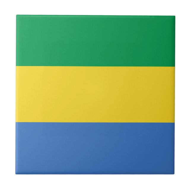 Gabon Flag Keramik Tile Fliese (Vorderseite)