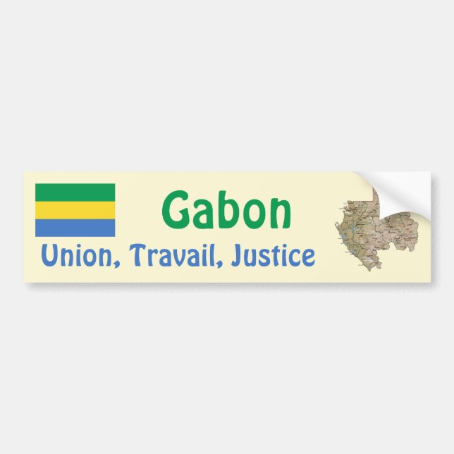 Gabon Flag + Map Autoaufkleber (Vorne)