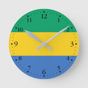 Gabon Flag Runde Wanduhr