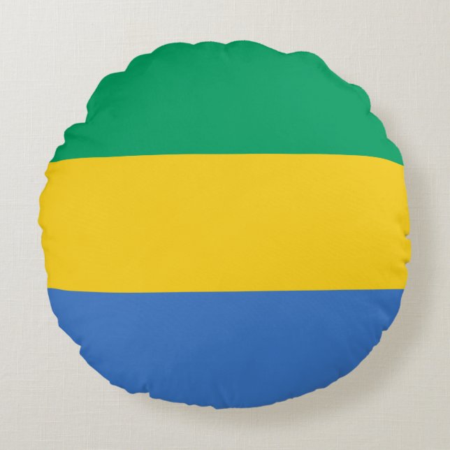 Gabon Flag Rundes Kissen (Vorderseite)