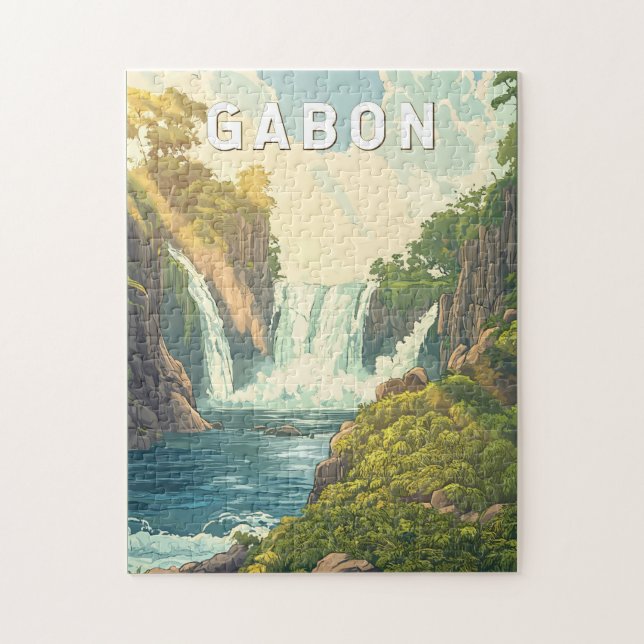 Gabon Illustration Travel Art Vintag (Vertikal)