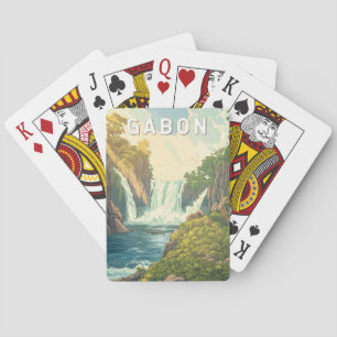Gabon Illustration Travel Art Vintag Spielkarten