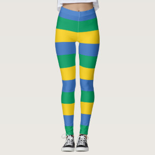 Gabon National Flag Farben horizontal gestreift Leggings
