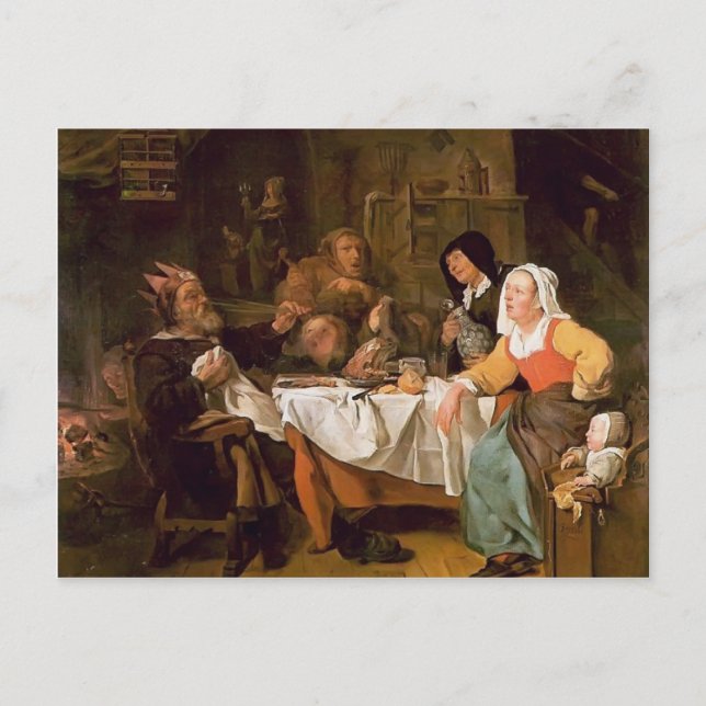 Gabriel Metsu - Das Fest des Bean King Postkarte (Vorderseite)