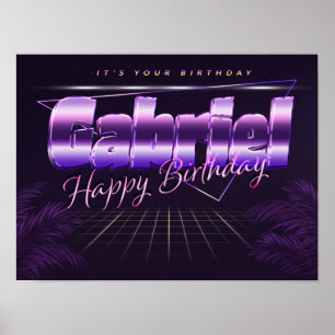 Gabriel Name Vorname lila retro Pfannster Poster