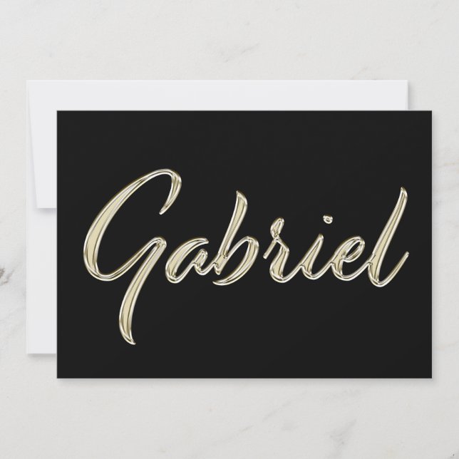 Gabriel Name white gold Handwriting Karte (Vorderseite)