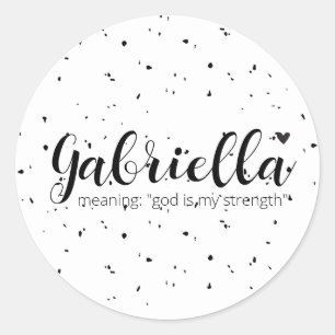 GABRIELLA Name bedeutet minimale moderne schwarze Runder Aufkleber