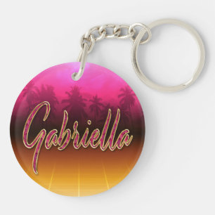 Gabriella prénom nom porte-clés rose