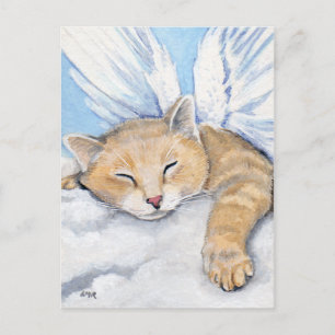 Gabrielle, Chat Ange dans Nuages Peinture Carte Po