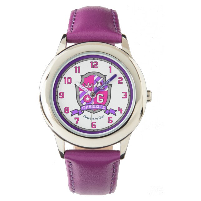 Gabrielle Girls Name bedeutet Buchstaben G unicorn Armbanduhr (Vorderseite)