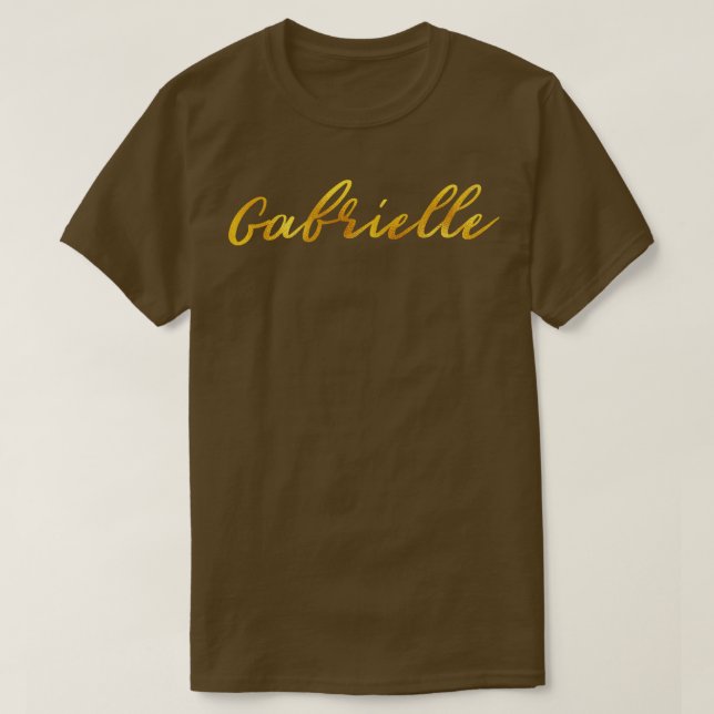 Gabrielle Name Handschrift in Imitaten Goldbriefe T-Shirt (Design vorne)