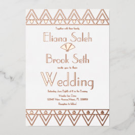 Gabsty Heart Border Gold Wedding gepresst Folieneinladung