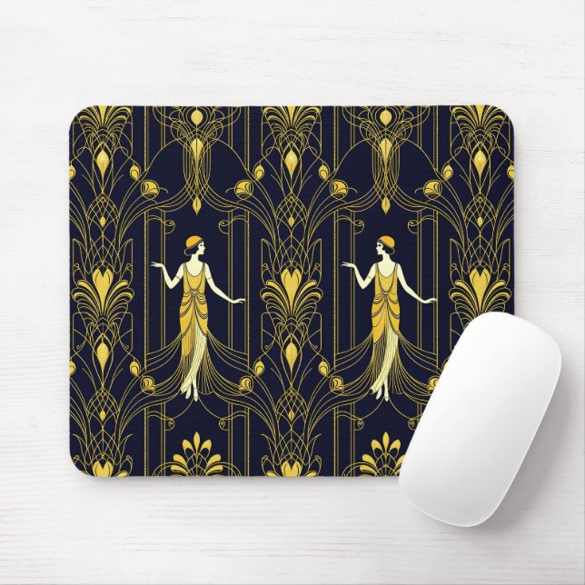 Gabsy gold and black decorative pattern mousepad (Mit Mouse)