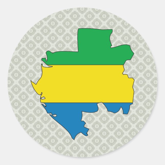 Gabun Flag Karte Vollgröße Runder Aufkleber (Vorderseite)