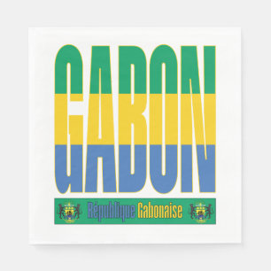 Gabun Flag Text Design Serviette