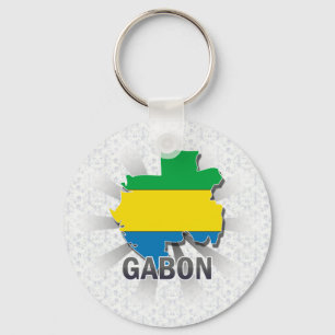 Gabun-Flaggen-Karte 2,0 Schlüsselanhänger