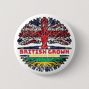 Gabun Gabonese British UK Tree Roots Flag Button