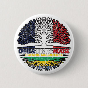 Gabun Gabonese Flag France Tree Roots Button