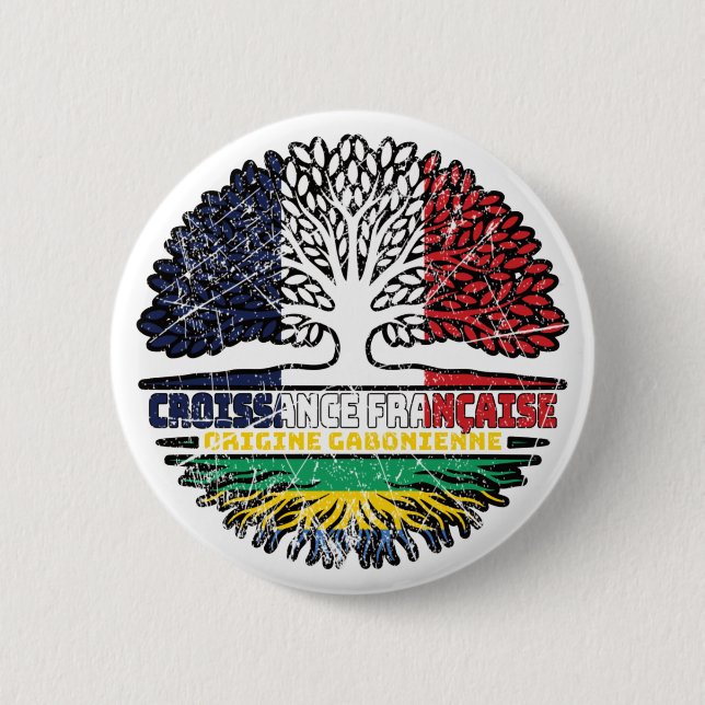 Gabun Gabonese Flag France Tree Roots Button (Vorderseite)