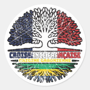 Gabun Gabonese Flag France Tree Roots Runder Aufkleber
