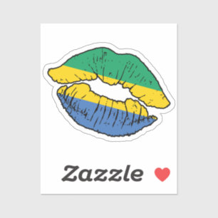 Gabun Gabonese Lipstick Liebe Flag Aufkleber
