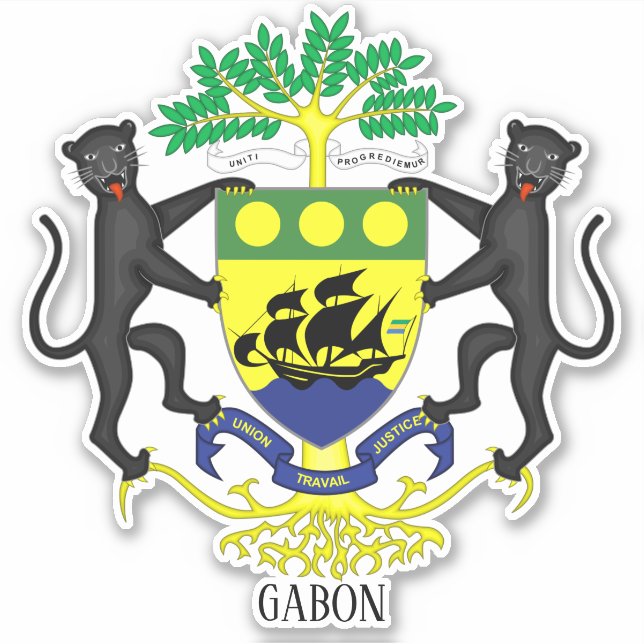 Gabun National Coat of Arms Patriotic  Aufkleber (Vorderseite)