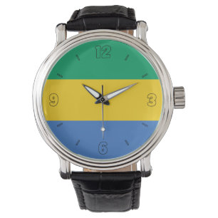 Gabun Nationalflagge Patriotisch Armbanduhr
