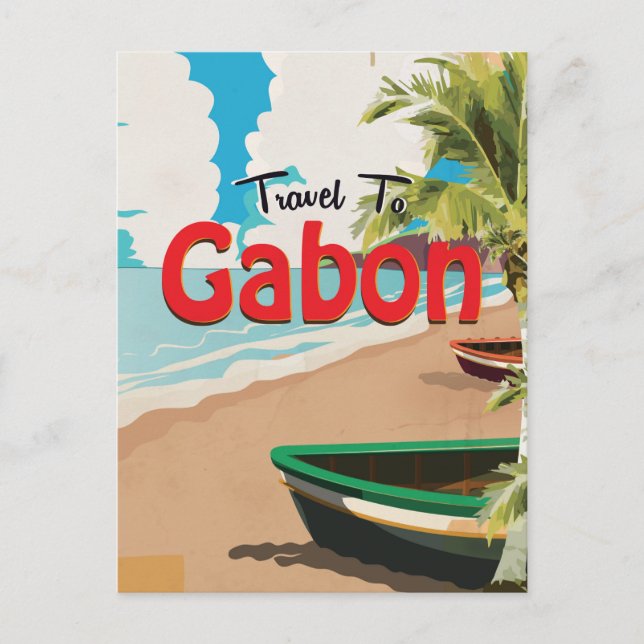 Gabun Vintage Reiseplakat Postkarte (Vorderseite)