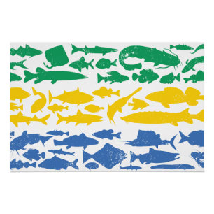 Gabunische Flagge aus Fisch - Fischereidesign Poster
