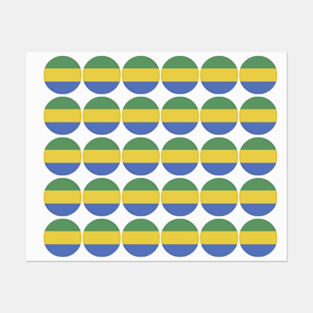 Gabunische Flagge Etiketten (Blatt)
