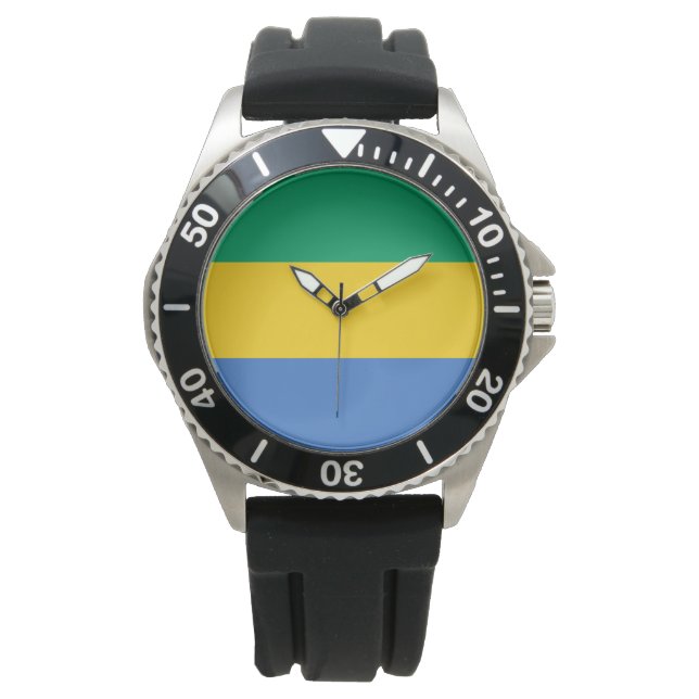 Gabunische Flagge (Gabun) Armbanduhr (Vorderseite)
