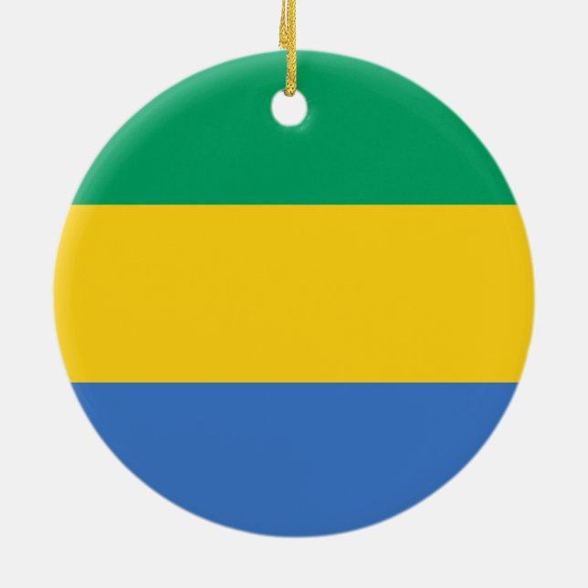 Gabunische Flagge (Gabun) Keramik Ornament (Hinten)