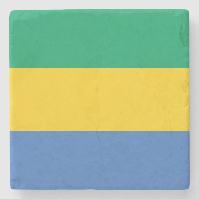Gabunische Flagge (Gabun) Steinuntersetzer (Vorderseite)