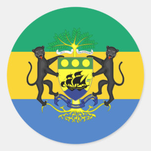 Gabunische Flagge und Wappen, Flagge Gabuns Runder Aufkleber